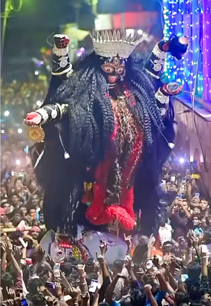 The Bama Kali idol at Shantipur in Nadia district, West Bengal, during Kali Puja